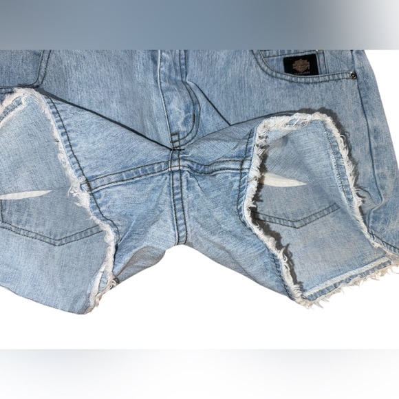 Vintage Harley Davidson Light Wash Jean Shorts Harley patches on back Sz 10 - Picture 4 of 13